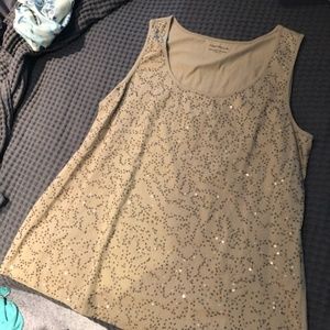 Sequin khaki colored tank XL
